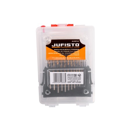 Zestaw wierteł do metalu 1.5-6.5 mm, tytanowane, szlifowane, 13 szt.