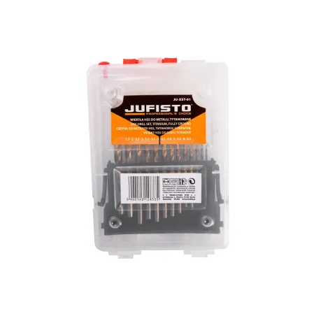 Zestaw wierteł do metalu 1.5-6.5 mm, tytanowane, szlifowane, 13 szt.