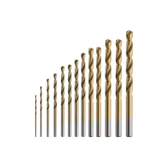 Zestaw wierteł do metalu 1.5-6.5 mm, tytanowane, szlifowane, 13 szt.