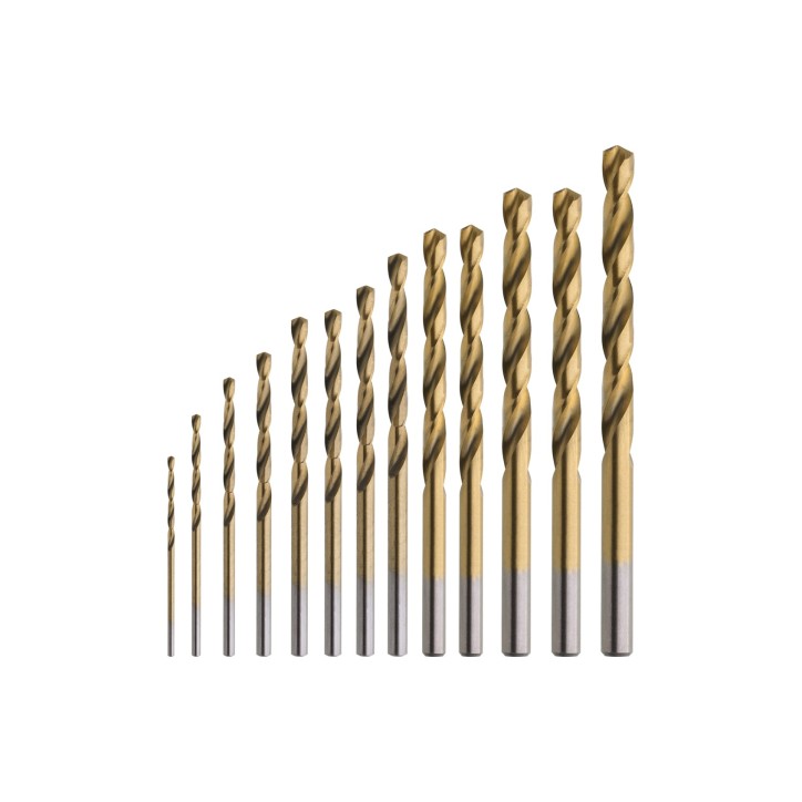 Zestaw wierteł do metalu 1.5-6.5 mm, tytanowane, szlifowane, 13 szt.