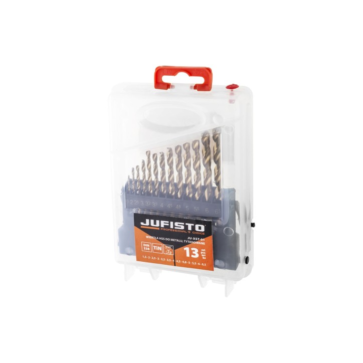 Zestaw wierteł do metalu 1.5-6.5 mm, tytanowane, szlifowane, 13 szt.