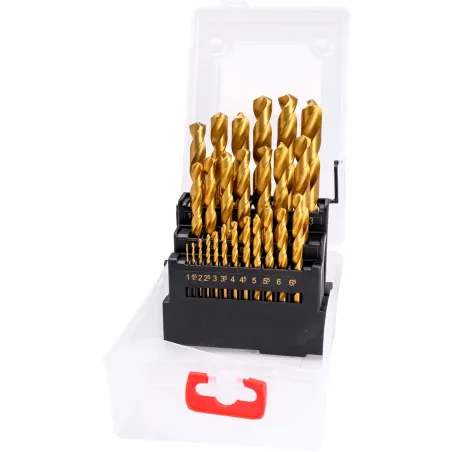 Zestaw wierteł do metalu 1.0-13.0 mm, tytanowane, szlifowane, 25 szt.