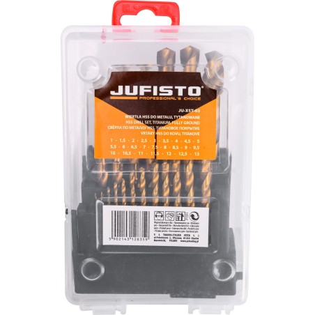 Zestaw wierteł do metalu 1.0-13.0 mm, tytanowane, szlifowane, 25 szt.