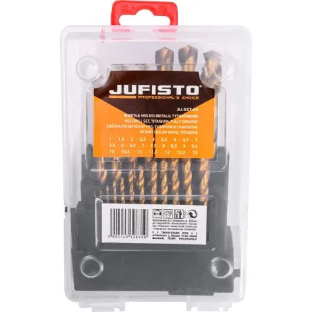 Zestaw wierteł do metalu 1.0-13.0 mm, tytanowane, szlifowane, 25 szt.