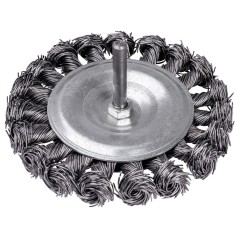 Szczotka druciana tarczowa 100 mm, trzpień 6 mm, drut skręcany