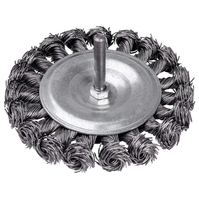 Szczotka druciana tarczowa 100 mm, trzpień 6 mm, drut skręcany