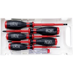 Zestaw wkrętaków izolowanych 1000 V z próbnikiem 125-250 V, soft touch, 6 szt.