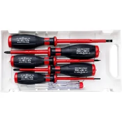 Zestaw wkrętaków izolowanych 1000 V z próbnikiem 125-250 V, soft touch, 6 szt.