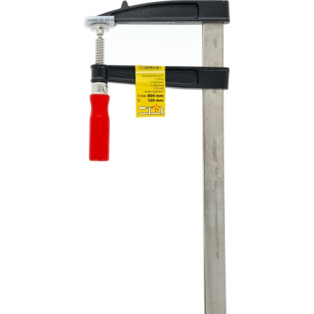 Ścisk stolarski 120 x 800 mm, typ F, drewniany uchwyt, FSC 100%, certyfikat NC-COC-062817