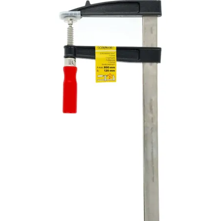 Ścisk stolarski 120 x 800 mm, typ F, drewniany uchwyt, FSC 100%, certyfikat NC-COC-062817