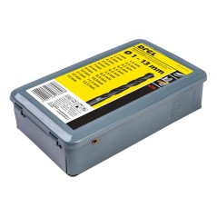 Zestaw wierteł do metalu 1.0-13.0 mm, metalowe pudełko, 25 szt.