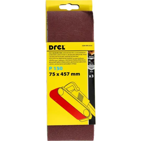 Pasy bezkońcowe 75 x 457 mm, P150, 3 szt.