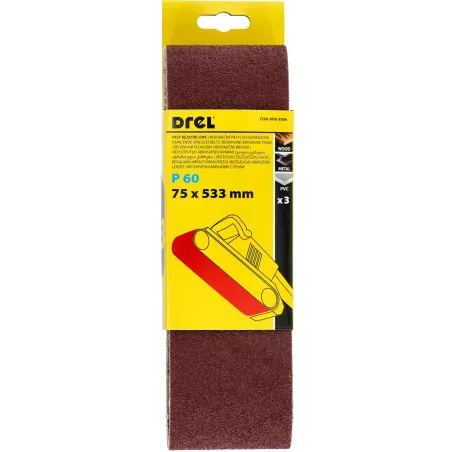 Pasy bezkońcowe 75 x 533 mm, P60, 3 szt.