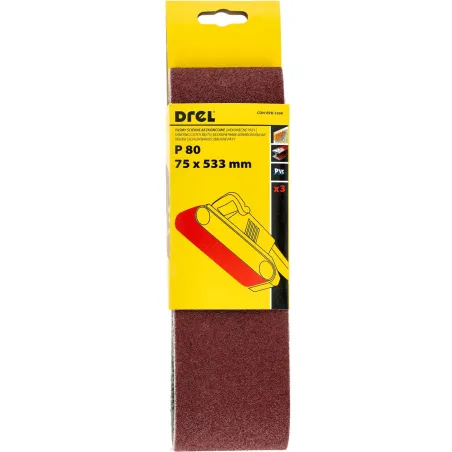 Pasy bezkońcowe 75 x 533 mm, P80, 3 szt.