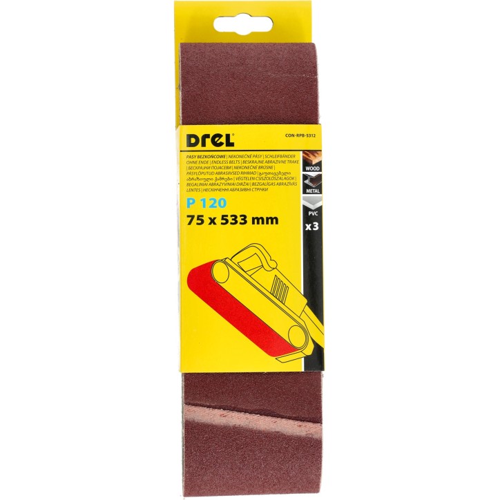 Pasy bezkońcowe 75 x 533 mm, P120, 3 szt.
