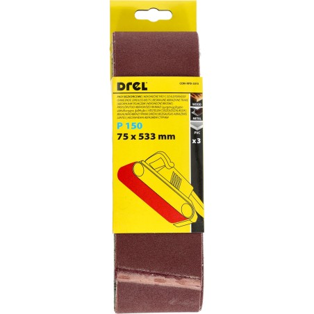 Pasy bezkońcowe 75 x 533 mm, P150, 3 szt.