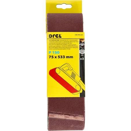 Pasy bezkońcowe 75 x 533 mm, P150, 3 szt.