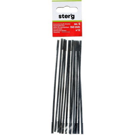 Brzeszczoty do piły włosowej 150 mm, ząb nr. 5, drewno-plastik, 12 szt.