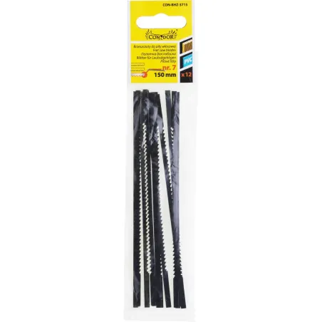 Brzeszczoty do piły włosowej 150 mm, ząb nr. 7, drewno-plastik, 12 szt.