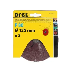 Krążki ścierne fibrowe 125 mm, P80, 3 szt.