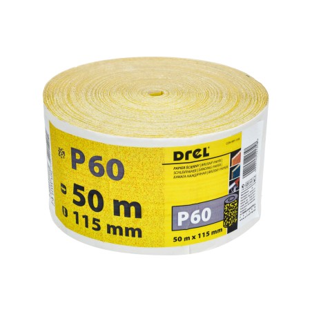 Papier ścierny 115 mm, P60, żółty, 50 m, rolka