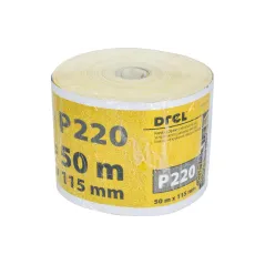 Papier ścierny 115 mm, P220, żółty, 50 m, rolka