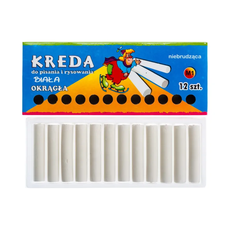Kredy białe, okrągłe, 12 szt.