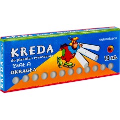 Kredy białe, okrągłe, 12 szt.