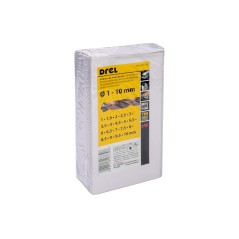 Zestaw wierteł do metalu 1.0-10.0 mm, tytanowane, metalowe pudełko, 19 szt.