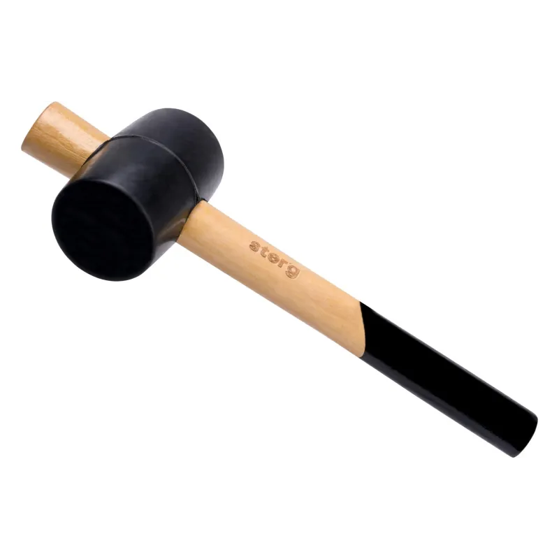 Młotek gumowy 50 mm, czarna guma, trzonek drewniany Młotek gumowy 50 mm, czarna guma, trzonek drewniany