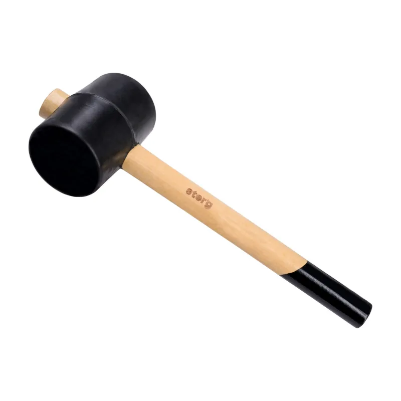 Młotek gumowy 90 mm, czarna guma, trzonek drewniany Młotek gumowy 90 mm, czarna guma, trzonek drewniany