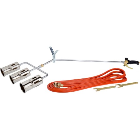 Palnik dekarski z potrójną dyszą 50 mm, lanca 460 mm, wąż 5 m
