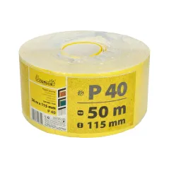 Papier ścierny 115 mm, P40, żółty, 50 m, rolka
