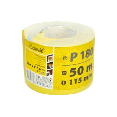 Papier ścierny 115 mm, P180, żółty, 50 m, rolka