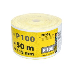 Papier ścierny 115 mm, P100, żółty, 50 m, rolka