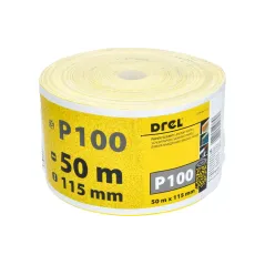Papier ścierny 115 mm, P100, żółty, 50 m, rolka