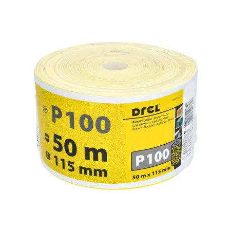 Papier ścierny 115 mm, P100, żółty, 50 m, rolka