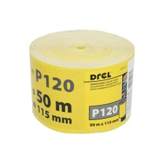 Papier ścierny 115 mm, P120, żółty, 50 m, rolka