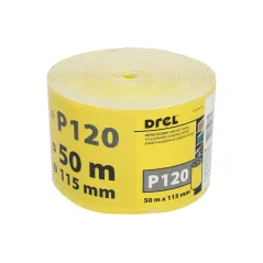 Papier ścierny 115 mm, P120, żółty, 50 m, rolka
