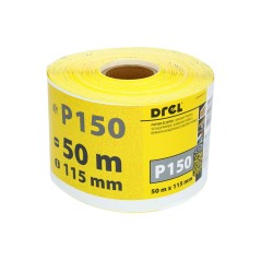 Papier ścierny 115 mm, P150, żółty, 50 m, rolka