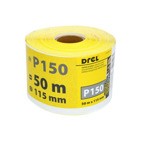 Papier ścierny 115 mm, P150, żółty, 50 m, rolka