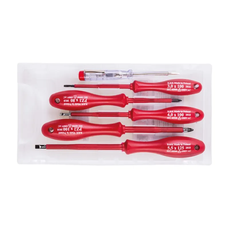 Zestaw wkrętaków krzyżakowych PZ izolowanych 1000 V z próbnikiem 125-250 V, 6 szt. Zestaw wkrętaków krzyżakowych PZ izolowanych 1000 V z próbnikiem 125-250 V, 6 szt.