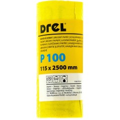 Papier ścierny w rolce 2.5 m, 115 mm, P100, żółty, FSC 100%, certyfikat NC-COC-062817
