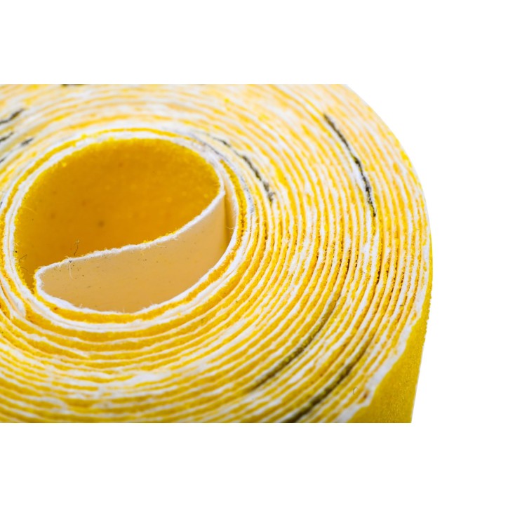 Papier ścierny w rolce 2.5 m, 115 mm, P100, żółty, FSC 100%, certyfikat NC-COC-062817