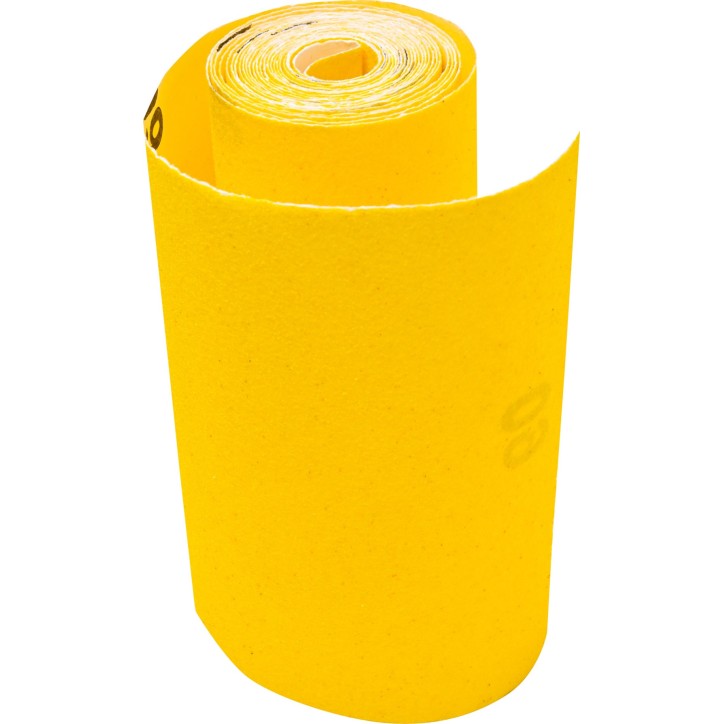 Papier ścierny w rolce 2.5 m, 115 mm, P100, żółty, FSC 100%, certyfikat NC-COC-062817