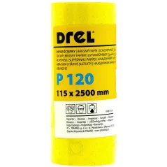 Papier ścierny w rolce 2.5 m, 115 mm, P120, żółty, FSC 100%, certyfikat NC-COC-062817