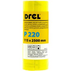 Papier ścierny w rolce 2.5 m, 115 mm, P220, żółty, FSC 100%, certyfikat NC-COC-062817