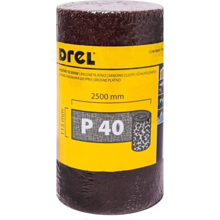 Płótno ścierne w rolce 2.5 m, 115 mm, P40