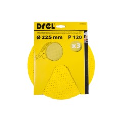 Krążki ścierne 225 mm, P120, na rzep, z otworami, 3 szt.