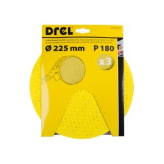 Krążki ścierne 225 mm, P180, na rzep, z otworami, 3 szt.